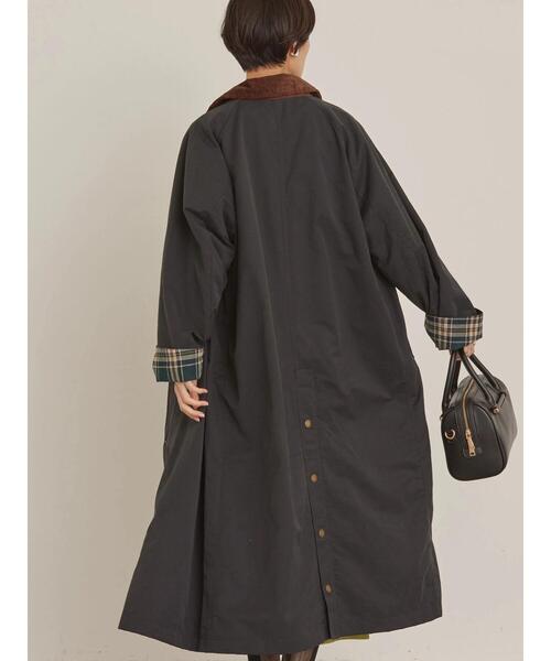 AMERICAN HOLIC（アメリカンホリック）の「衿コール天ステンカラーコート（ステンカラーコート・レディース・ブラック/ベージュ・M/L）」の9枚目の写真