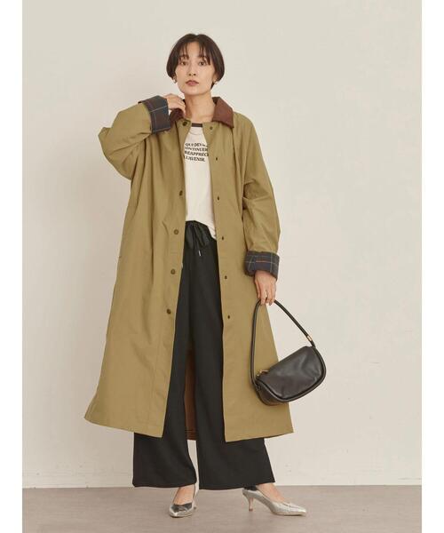 AMERICAN HOLIC（アメリカンホリック）の「衿コール天ステンカラーコート（ステンカラーコート・レディース・ブラック/ベージュ・M/L）」の13枚目の写真