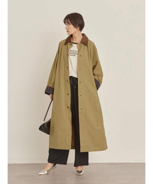 AMERICAN HOLIC（アメリカンホリック）の「衿コール天ステンカラーコート（ステンカラーコート・レディース・ブラック/ベージュ・M/L）」の14枚目の写真