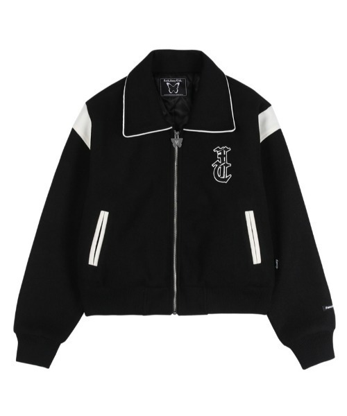 FANCY CLUB（ファンシークラブ）の「A'GEM/9 × .kom『 FANCY CLUB/ファンシークラブ』/DARK MOON VARSITY JACKET/ダークムーン スタジャン（ブルゾン・レディース・ブラック・FREE）」の6枚目の写真