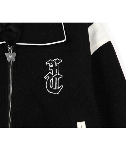 FANCY CLUB（ファンシークラブ）の「A'GEM/9 × .kom『 FANCY CLUB/ファンシークラブ』/DARK MOON VARSITY JACKET/ダークムーン スタジャン（ブルゾン・レディース・ブラック・FREE）」の8枚目の写真