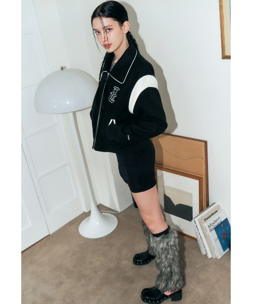 FANCY CLUB（ファンシークラブ）の「A'GEM/9 × .kom『 FANCY CLUB/ファンシークラブ』/DARK MOON VARSITY JACKET/ダークムーン スタジャン（ブルゾン・レディース・ブラック・FREE）」の5枚目の写真