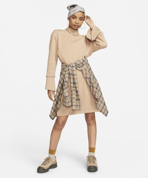 NIKE（ナイキ）の「ナイキ スポーツウェア フェニックス フリース ウィメンズ オーバーサイズ 3/4スリーブ ドレス / Nike Sportswear Phoenix Fleece Women's Oversized 3/4-Sleeve Dress＜XS-2XL 展開＞（ワンピース・レディース・ブラック/ブラウン系その他2/クリーム・L/M/XL/2XL/XS/S）」の18枚目の写真