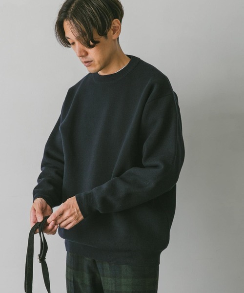 URBAN RESEARCH DOORS（アーバンリサーチドアーズ）の「ミラノリブ クルーネックプルオーバー（ニット/セーター・メンズ・ネイビー/ブルー系その他/ホワイト系その他・MEDIUM/LARGE）」の3枚目の写真