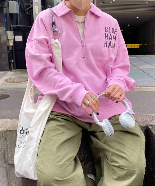 CPCM（シーピーシーエム）の「CPCM × ブルーハムハム ハーフジップスウェット（スウェット・メンズ・グレー/ピンク/ブルー・FREE）」の3枚目の写真