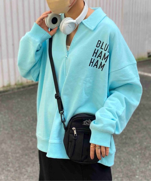 CPCM（シーピーシーエム）の「CPCM × ブルーハムハム ハーフジップスウェット（スウェット・メンズ・グレー/ピンク/ブルー・FREE）」の2枚目の写真