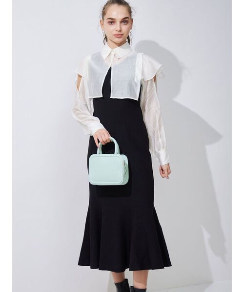 MERCURYDUO(マーキュリーデュオ)の「コードデザインソフトスクエアBAG(ハンドバッグ・レディース・ブラック/ミント/ライトブルー/オフホワイト・FREE)」の6枚目の写真