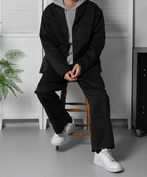 kutir(クティール)の「タックワイドパンツ(セットアップで着用可能)(スラックス・メンズ・グレー/ブラック・MEDIUM/LARGE)」の3枚目の写真