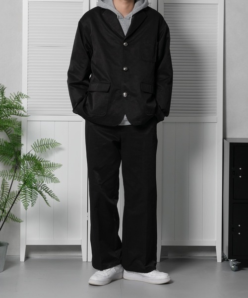 kutir(クティール)の「タックワイドパンツ(セットアップで着用可能)(スラックス・メンズ・グレー/ブラック・MEDIUM/LARGE)」の4枚目の写真