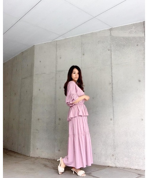 LILIDIA（リリディア）の「ギャザーヘムSLVカットTOP（Tシャツ/カットソー・レディース・パープル/ブラック・SMALL/MEDIUM/LARGE/LL）」の5枚目の写真