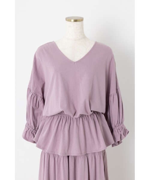 LILIDIA（リリディア）の「ギャザーヘムSLVカットTOP（Tシャツ/カットソー・レディース・パープル/ブラック・SMALL/MEDIUM/LARGE/LL）」の9枚目の写真