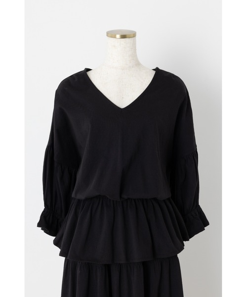 LILIDIA（リリディア）の「ギャザーヘムSLVカットTOP（Tシャツ/カットソー・レディース・パープル/ブラック・SMALL/MEDIUM/LARGE/LL）」の7枚目の写真