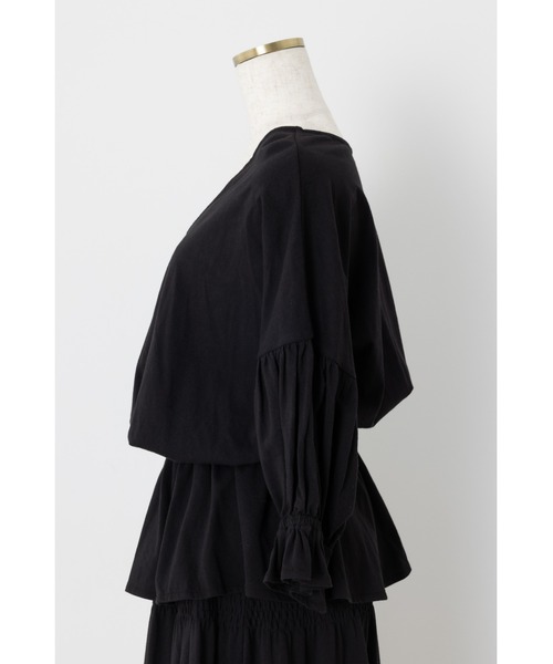 LILIDIA（リリディア）の「ギャザーヘムSLVカットTOP（Tシャツ/カットソー・レディース・パープル/ブラック・SMALL/MEDIUM/LARGE/LL）」の8枚目の写真