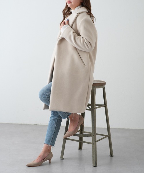 OUVRAGE CLASSE（ウヴラージュクラス）の「ウールチェスターコート（チェスターコート・レディース・アイボリー/ブラック・FREE）」の5枚目の写真