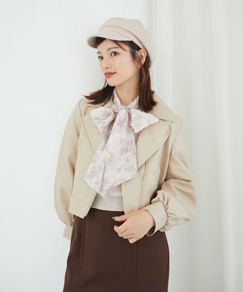 MAJESTIC LEGON(マジェスティックレゴン)の「ボリュームショートライダース(ブルゾン・レディース・ブラック/アイボリー/ベージュ・SMALL/MEDIUM)」の8枚目の写真