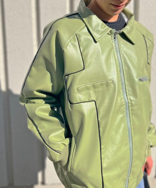 Jewelobe（ジュエローブ）の「配色パイピングシンセティックレザーブルゾン（ブルゾン・レディース・ホワイト/カーキ/ブラック・FREE）」の22枚目の写真