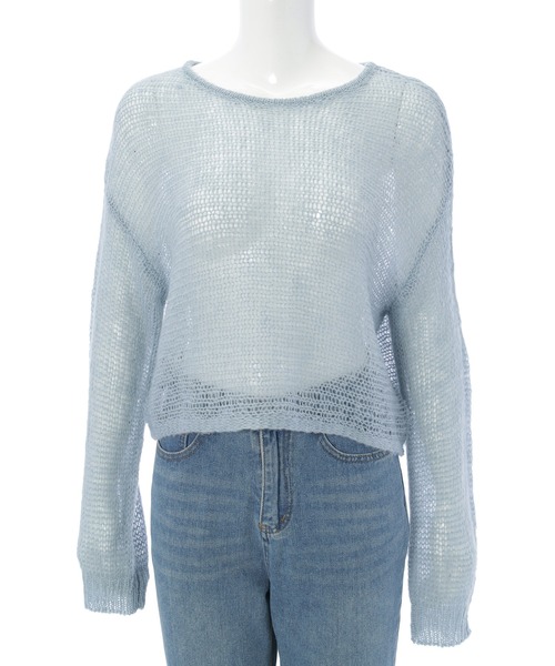 Edit Sheen(エディットシーン)の「メッシュ編みニット(ニット/セーター・レディース・ピンク/ミント/ブルー・M)」の13枚目の写真