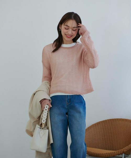 Edit Sheen(エディットシーン)の「メッシュ編みニット(ニット/セーター・レディース・ピンク/ミント/ブルー・M)」の15枚目の写真
