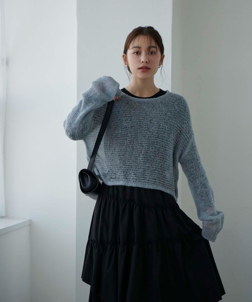 Edit Sheen(エディットシーン)の「メッシュ編みニット(ニット/セーター・レディース・ピンク/ミント/ブルー・M)」の5枚目の写真