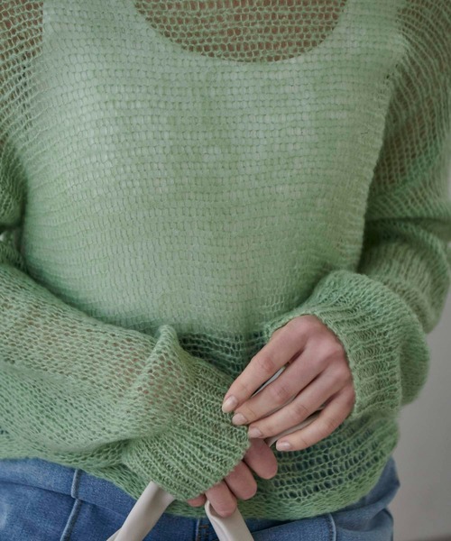 Edit Sheen(エディットシーン)の「メッシュ編みニット(ニット/セーター・レディース・ピンク/ミント/ブルー・M)」の9枚目の写真