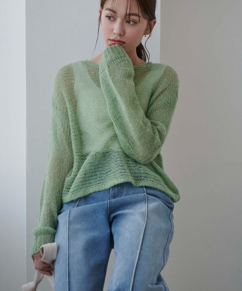 Edit Sheen(エディットシーン)の「メッシュ編みニット(ニット/セーター・レディース・ピンク/ミント/ブルー・M)」の21枚目の写真