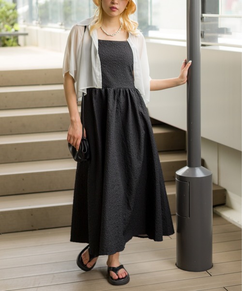 SpRay（スプレイ）の「ふくれキャミワンピース（ワンピース・レディース・ブラック/アイボリー・FREE）」の2枚目の写真