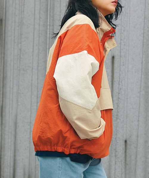 SPOC STORE】ワンポイントロゴ ナイロンアノラックブルゾン（ブルゾン