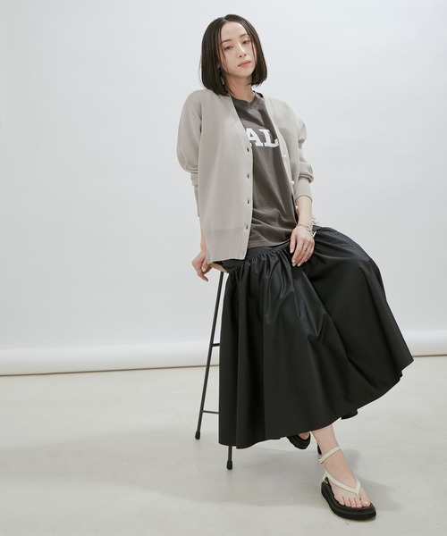 ADAM ET ROPE グレー パールカーディガン ADAM ET ROPE'（アダムエロペ）の「〈追加〉【サステナブル