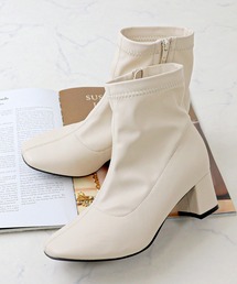 LibertyDoll/+5.5cm スクエアトゥ チャンキーヒール ストレッチブーツ(9045)