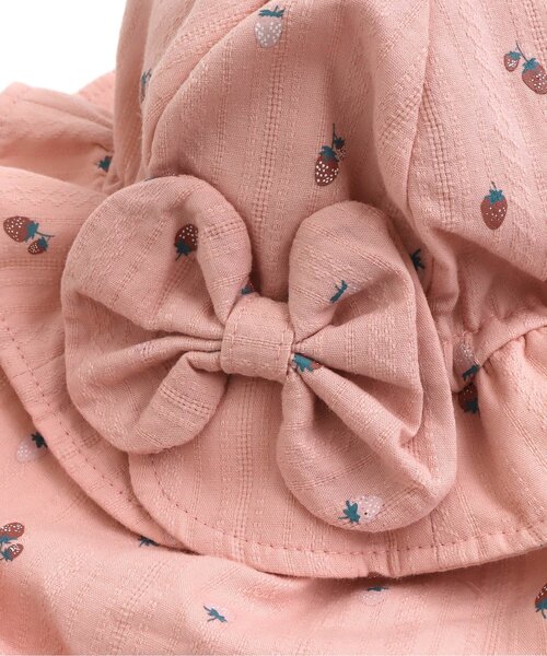 apres les cours（アプレレクール）の「ドビー・いちご柄リボンベビーハット_UVカット（その他ベビー用品・キッズ・ピンク/オフホワイト・48/46）」の8枚目の写真