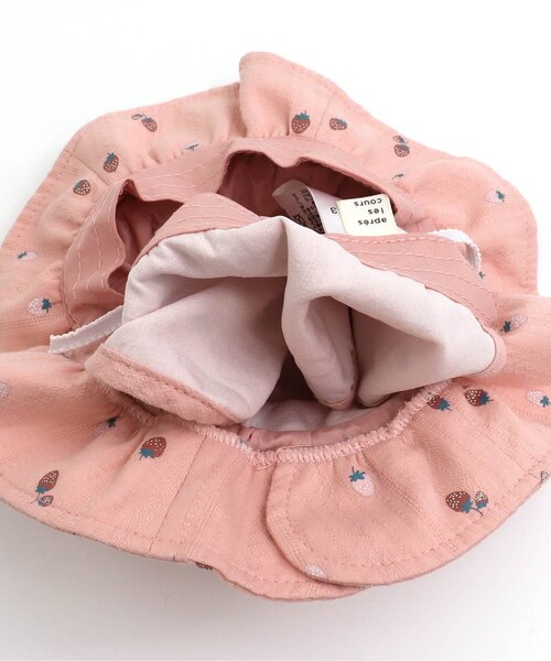 apres les cours（アプレレクール）の「ドビー・いちご柄リボンベビーハット_UVカット（その他ベビー用品・キッズ・ピンク/オフホワイト・48/46）」の10枚目の写真