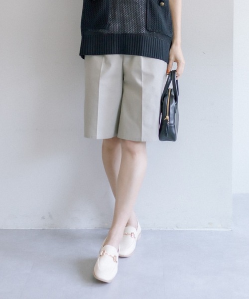 PUAL CE CIN（ピュアルセシン）の「【Du noir】麻レーヨンバミューダパンツ（その他パンツ・レディース・ベージュ/ブラック・FREE）」の2枚目の写真