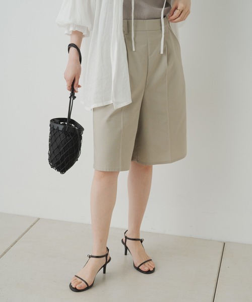 PUAL CE CIN（ピュアルセシン）の「【Du noir】麻レーヨンバミューダパンツ（その他パンツ・レディース・ベージュ/ブラック・FREE）」の5枚目の写真