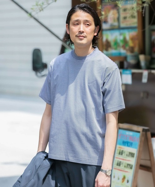 URBAN RESEARCH DOORS（アーバンリサーチドアーズ）の「『抗菌/防臭』LIFE STYLE TAILOR　シルケットポンチストレッチTシャツ（Tシャツ/カットソー・メンズ・ホワイト/グレー系その他/ブルー系その他・MEDIUM/LARGE）」の12枚目の写真