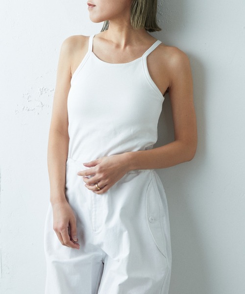 earthy（アーシー）の「【抗菌防臭】オーガニックコットンアメスリカップ付きキャミ（キャミソール・レディース・グレー/オフホワイト/ホワイト/ブラック/キャメル・S/M）」の7枚目の写真