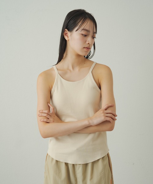 earthy（アーシー）の「【抗菌防臭】オーガニックコットンアメスリカップ付きキャミ（キャミソール・レディース・グレー/オフホワイト/ホワイト/ブラック/キャメル・S/M）」の14枚目の写真