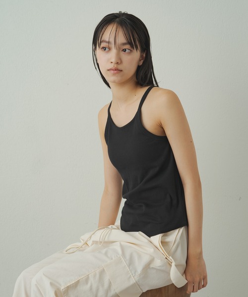 earthy（アーシー）の「【抗菌防臭】オーガニックコットンアメスリカップ付きキャミ（キャミソール・レディース・グレー/オフホワイト/ホワイト/ブラック/キャメル・S/M）」の18枚目の写真