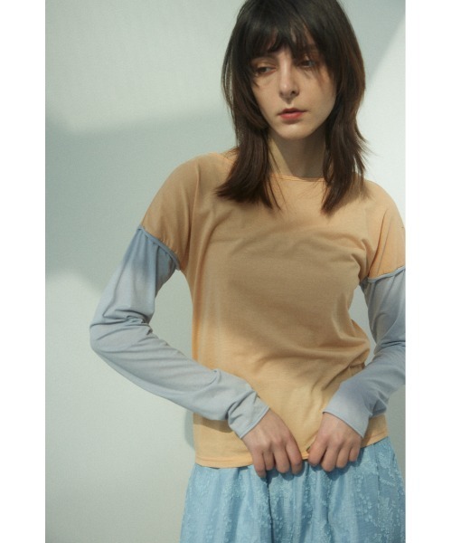 BLACK BY MOUSSY（ブラックバイマウジー）の「sheer color tops（シアーカラートップス）（Tシャツ/カットソー・レディース・オレンジ/グリーン・FREE）」の2枚目の写真