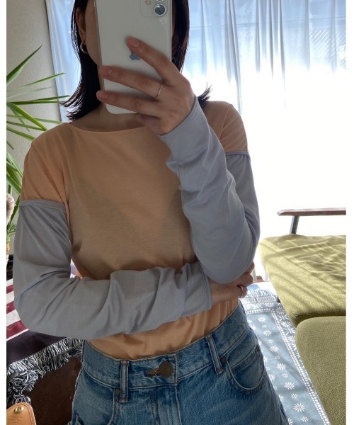 BLACK BY MOUSSY（ブラックバイマウジー）の「sheer color tops（シアーカラートップス）（Tシャツ/カットソー・レディース・オレンジ/グリーン・FREE）」の18枚目の写真