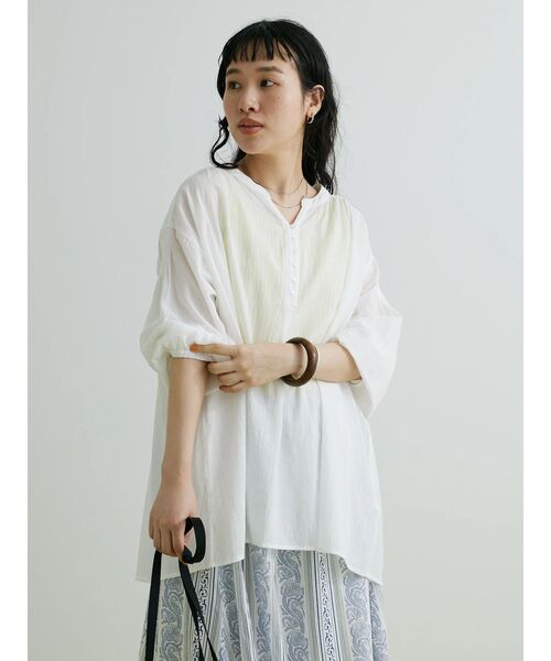 CRAFT STANDARD BOUTIQUE(クラフトスタンダードブティック)の「ジョーゼットスキッパーシャツ(シャツ/ブラウス・レディース・チャコールグレー/オフホワイト/マスタード/ブルー・FREE)」の19枚目の写真