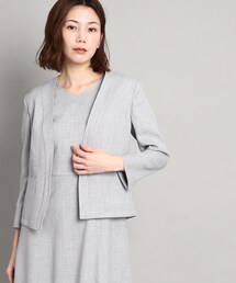 COUP DE CHANCE | 【Oggi ５月号掲載/泉 里香さん着用】【洗える/日本製/通勤/スーツ/セットアップ対応】リネンライクストレッチ ノーカラージャケット(ノーカラージャケット)
