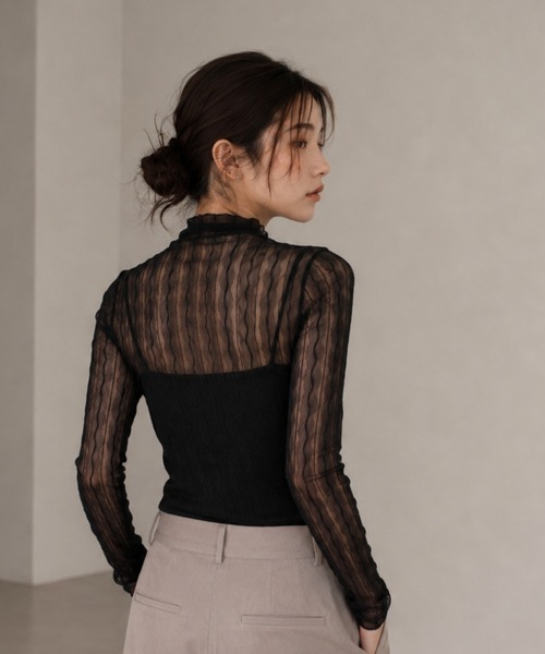 United store(ユナイテッドストア)の「ウェーブパターンシアートップ(Tシャツ/カットソー・レディース・ブラック/アイボリー/ダークブラウン/ホワイト・FREE)」の9枚目の写真