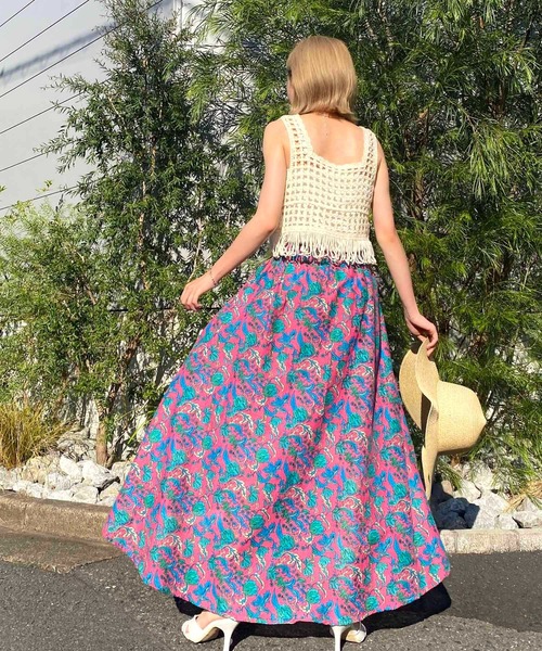 NANEA（ナネア）の「花柄フレアーロングスカート　フィッシュテールスカート（スカート・レディース・ピンク/ブルー・ONE SIZE）」の9枚目の写真