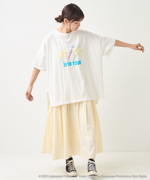 FREAK'S STORE（フリークスストア）の「ACDC 1978TOUR BIGTシャツ/エーシーディーシー1978ツアービッグTシャツ（Tシャツ/カットソー・レディース・ブラック/オフホワイト・ﾌﾘ-）」の9枚目の写真