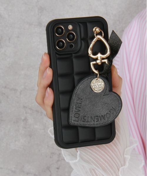 セール】ハートチャーム付き チョコレート / スマホカバー iPhone