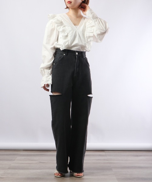 &soiree(アンドソワレ)の「&soiree レースフリルトップス(シャツ/ブラウス・レディース・ホワイト・F)」の7枚目の写真