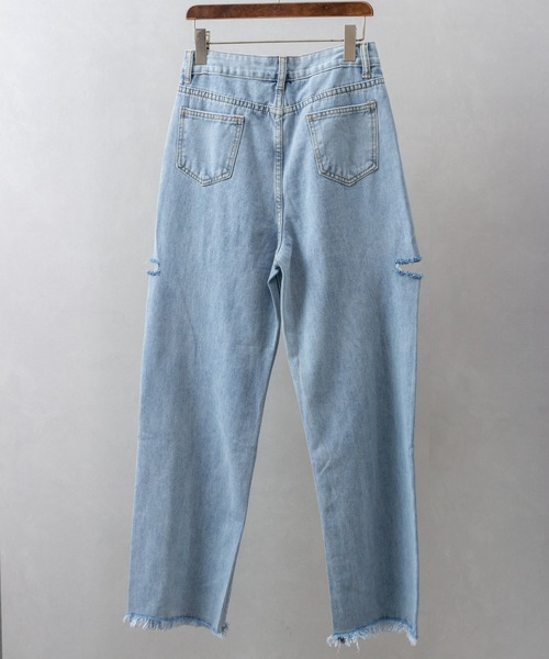 SpRay(スプレイ)の「サイドブロークンストレートデニムパンツ(デニムパンツ・レディース・ブルー系その他/ライトブルー/ブラック・MEDIUM/LARGE)」の16枚目の写真