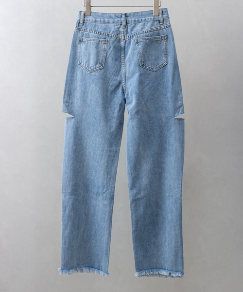 SpRay(スプレイ)の「サイドブロークンストレートデニムパンツ(デニムパンツ・レディース・ブルー系その他/ライトブルー/ブラック・MEDIUM/LARGE)」の15枚目の写真