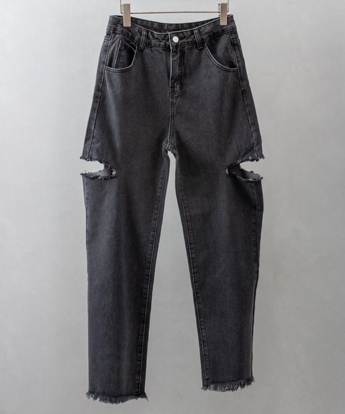 SpRay(スプレイ)の「サイドブロークンストレートデニムパンツ(デニムパンツ・レディース・ブルー系その他/ライトブルー/ブラック・MEDIUM/LARGE)」の13枚目の写真
