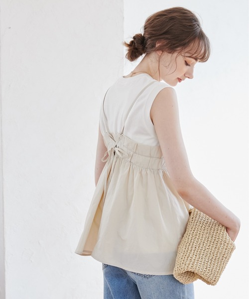 ANGIE（アンジー）の「ペプラムキャミソールトップス（キャミソール・レディース・アイボリー/ブラック/ベージュ・FREE）」の8枚目の写真